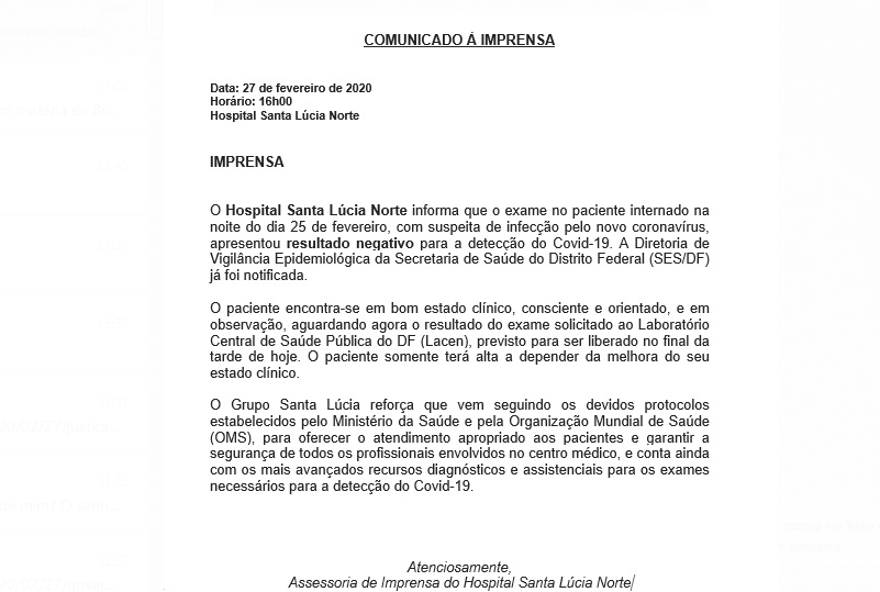 Nota Hospital Santa Lúcia