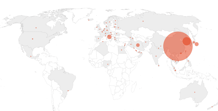Mapa de casos de coronavírus