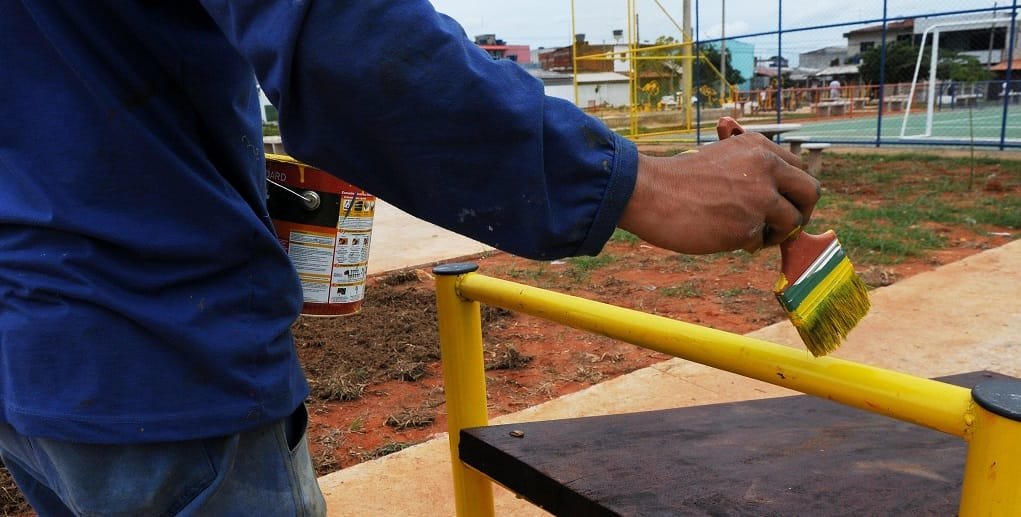 Praça-modelo da Quadra 803, no Recanto das Emas, que deve ser inaugurada nos próximos dias/Paulo H. Carvalho/Agência Brasília