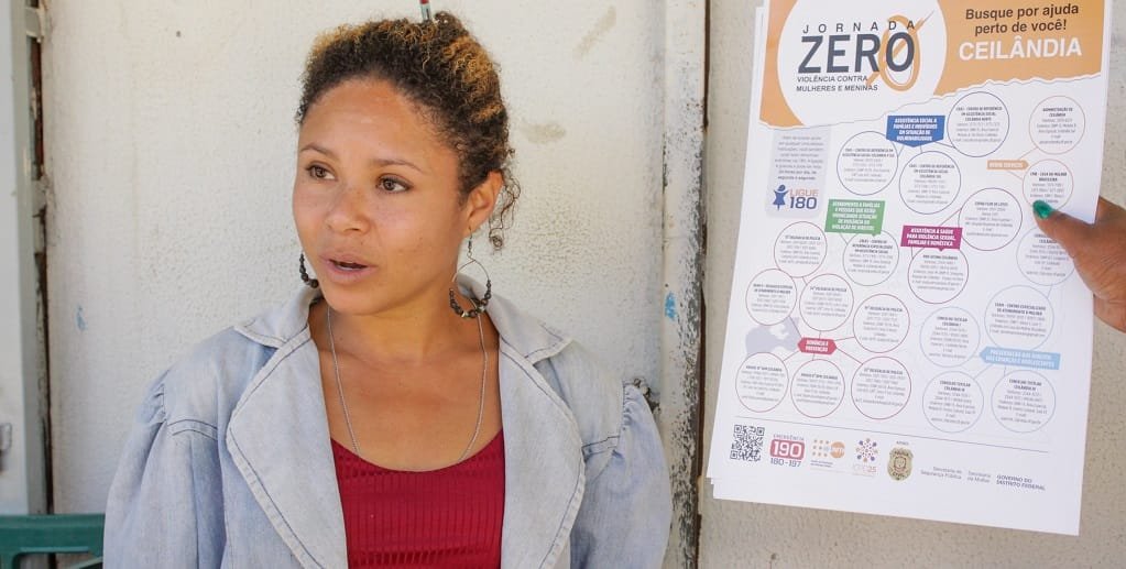 Elida Leticia gostou da iniciativa da Jornada Zero Violência Contra Mulheres e Meninas, que faz caminhada em Ceilândia/Tony Oliveira/Agência Brasília