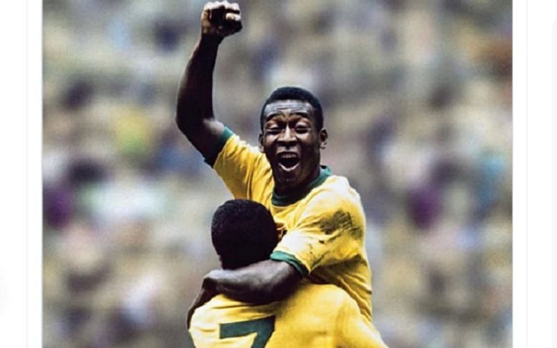 Pelé comemora gol na seleção Misto Brasília