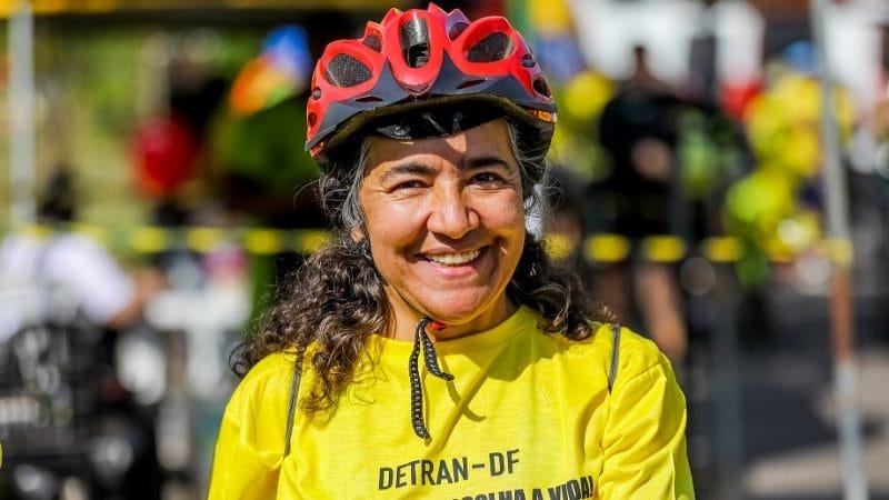 Márcia Pereira esteve no passeio ciclístico que teve a participação de 400 ciclistas no Parque da Cidade/Joel Rodrigues/Agência Brasília