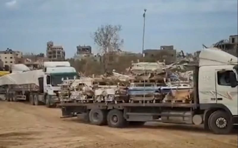 Faixa de Gaza caminhões ajuda humanitária Misto Brasil