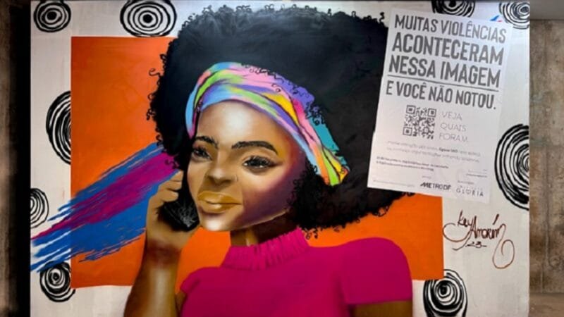 Arte em graffite alerta para a violência contra a mulher