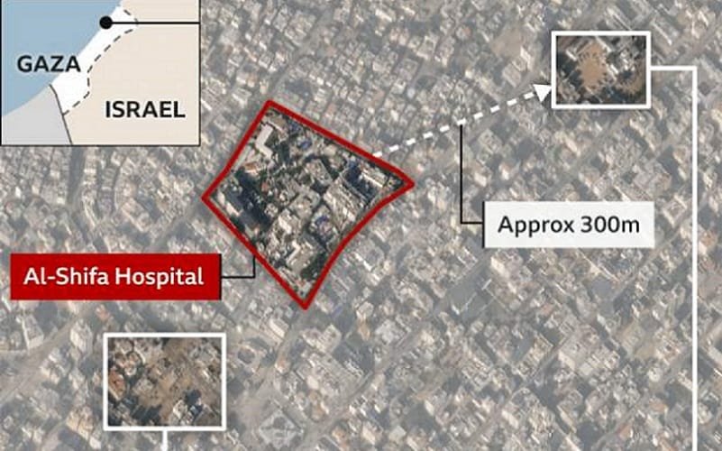 Mapa Faixa de Gaza hospital Misto Brasil