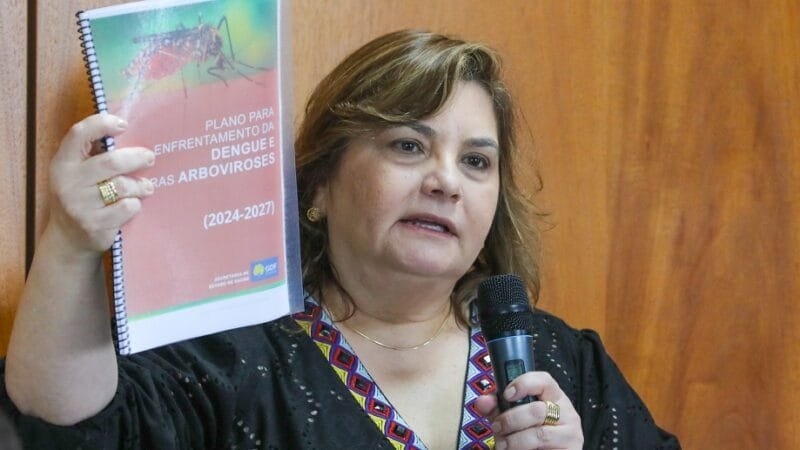 Lucilene Florêncio, secretária da Saúde, na reunião do governo distrital quando foi anunciado a contratação de 150 agentes no combate à dengue/Paulo H. Carvalho/Agência Brasília