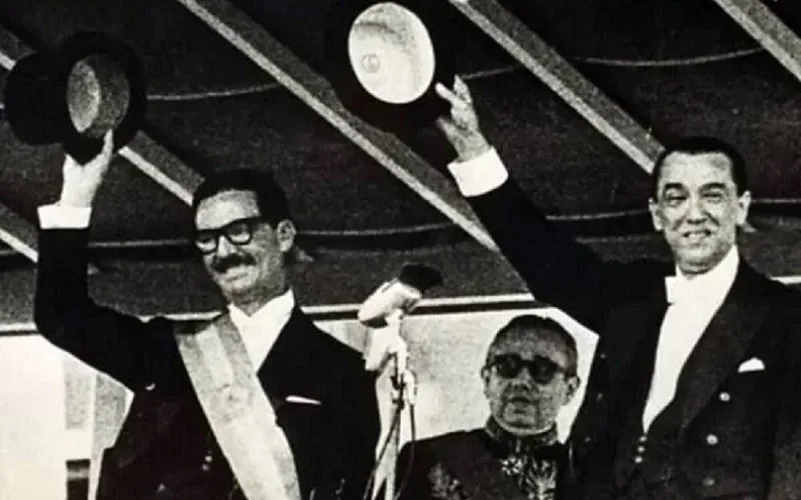 Jânio Quadros e Juscelino na matéria Juscelino desmente boatos de continuísmo