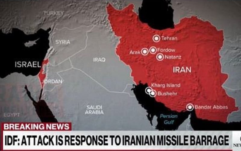 Mapa Irã sofre ataque de Israel Misto Brasil