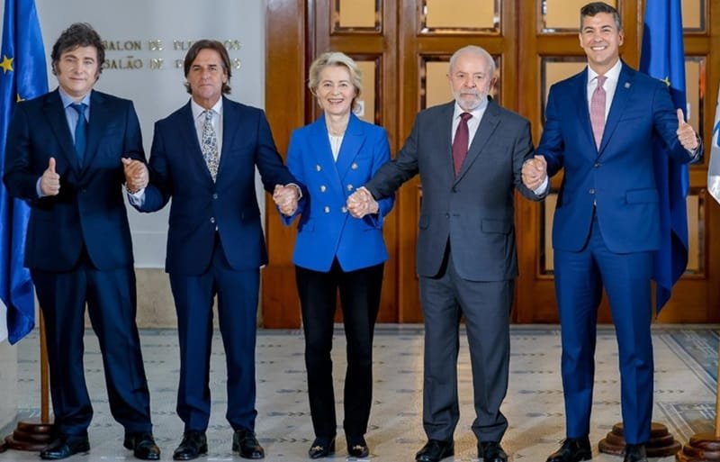 Presidentes no Mercosul e Ursula von der Leyen Misto Brasil