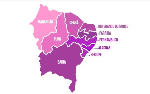 Região Nordeste mapa Misto Brasil