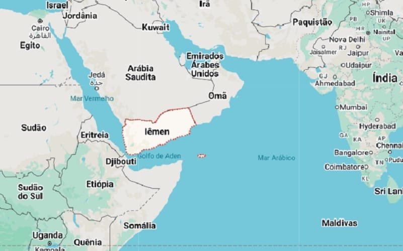 Iêmen mapa Mar Arábico Misto Brasil
