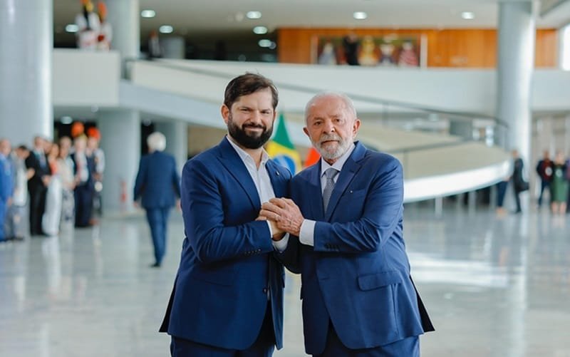 Lula da Silva com Gabriel Boric Palácio do Planalto