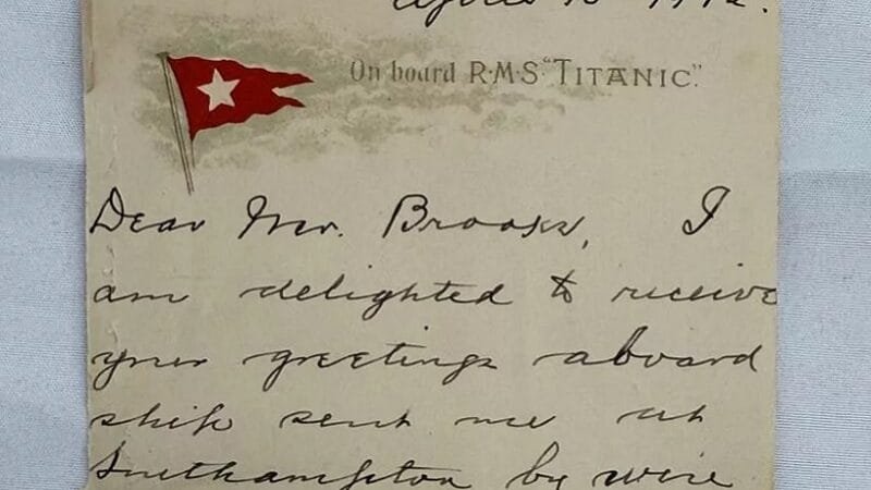 Carta de um passageiro do Titanic foi vendida por R$ 2,4 milhões