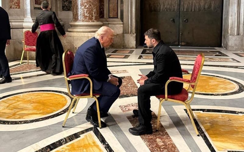 Donald Trump e Volodomy Zelensky reunião Vaticano Misto Brasil