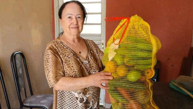 Santília Cândida, de Ceilândia, recebeu produtos do Cesta Verde como complemento do Cartão Prato Cheio/Lúcio Bernardo Jr/ Agência Brasília