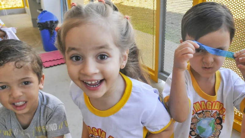 Crianças fazem caretas no Cepi Pitangueira, a primeira creche pública da Vila Telebrasília, tradicional assentamento de pioneiros/Lúcio Bernardo Jr./Agência Brasília