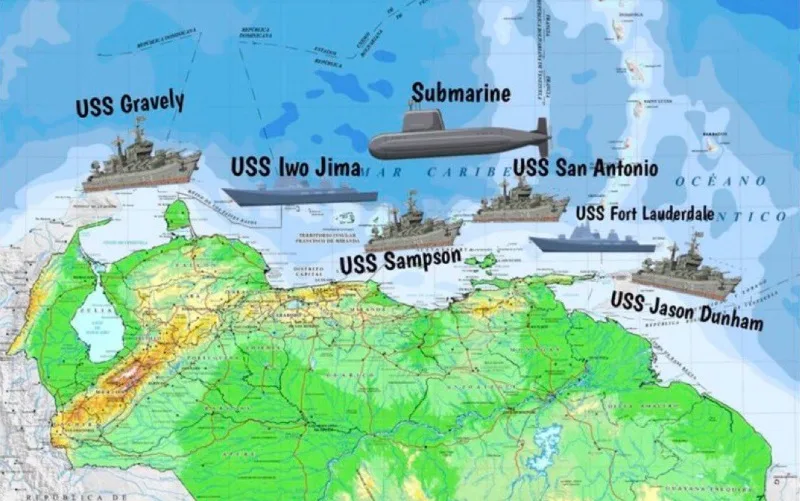 Venezuela mapa manobra militar EUA Misto Brasil