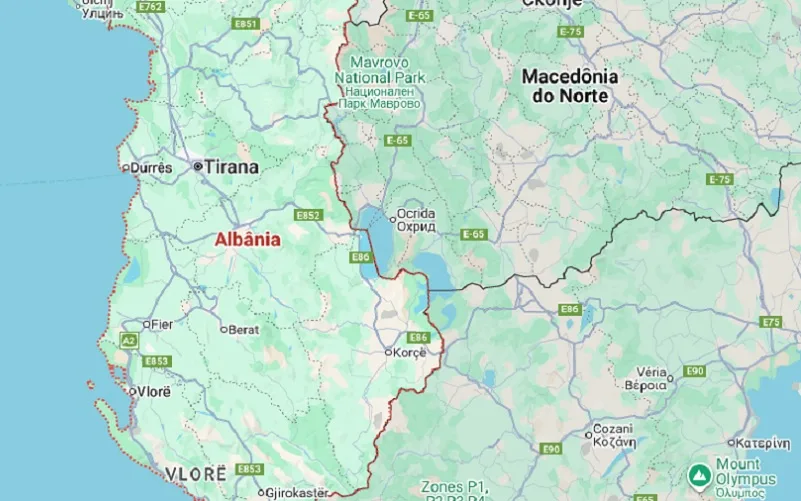 Albânia mapa região Misto Brasil