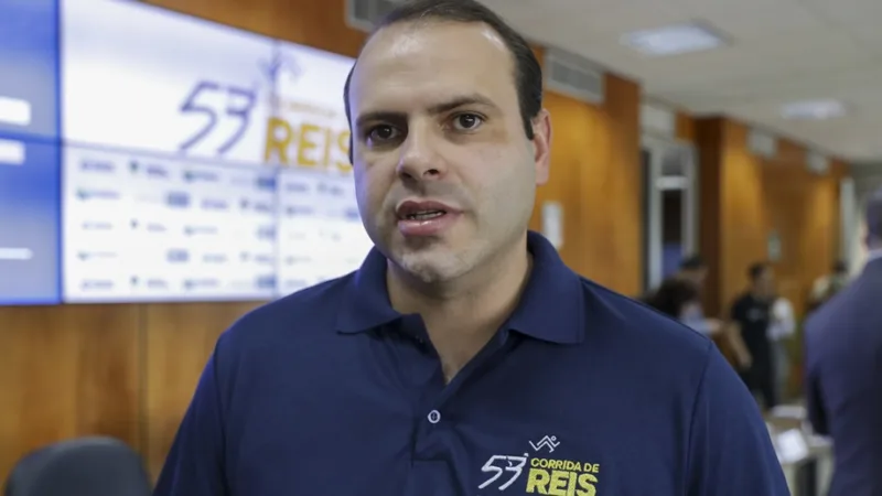Renato Junqueira, secretário de Esportes, durante a coletiva que forneceu detalhes da tradicional Corrida de Reis do DF/Geovana Albuquerque/Agência Brasília