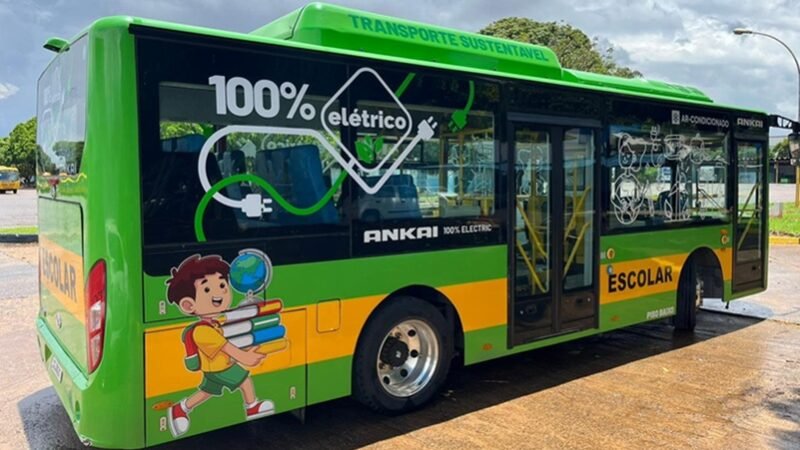 Começou o teste com ônibus elétrico escolar