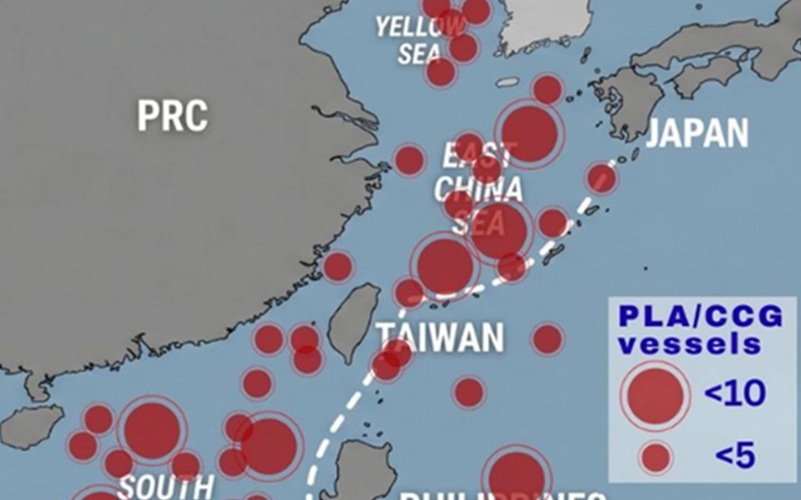 China posicionou mais de 100 navios perto de Taiwan
