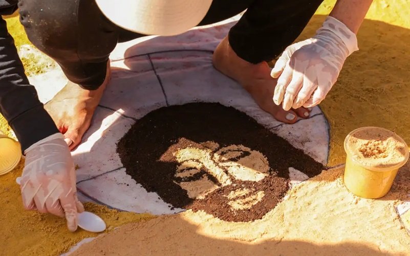 A arte do tapete de Corpus Christi na Esplanada