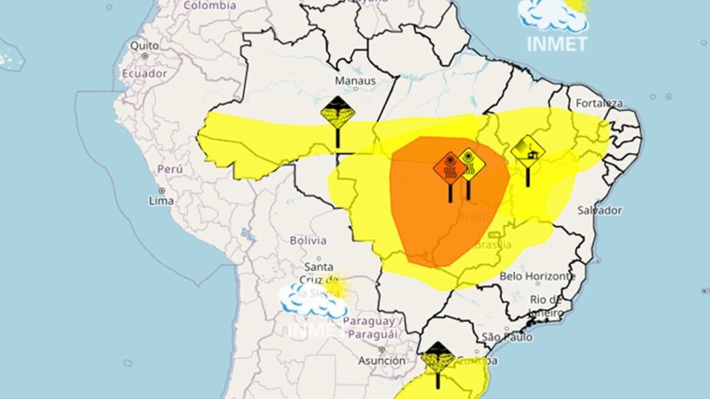 Alerta laranja de perigo para baixa umidade e tempestades